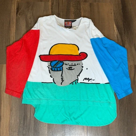 Vintage Peter Max Neomax 1987 Art Long Sleeve T Shirt - Rare! - Picture 1 of 2